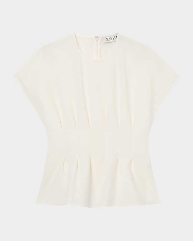 Short-Sleeve Sculptural Waisted Top